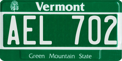 VT license plate AEL702