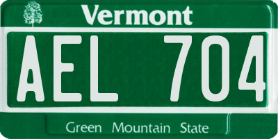 VT license plate AEL704