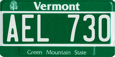 VT license plate AEL730