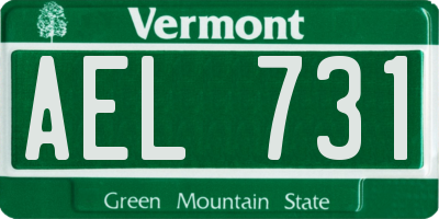 VT license plate AEL731
