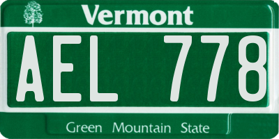 VT license plate AEL778
