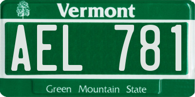 VT license plate AEL781