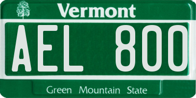 VT license plate AEL800