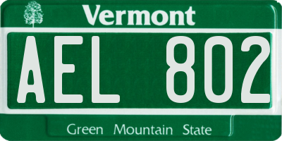VT license plate AEL802