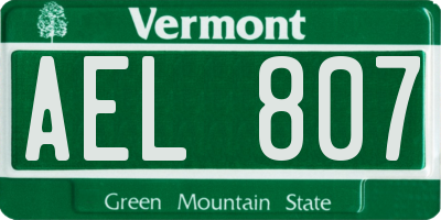 VT license plate AEL807
