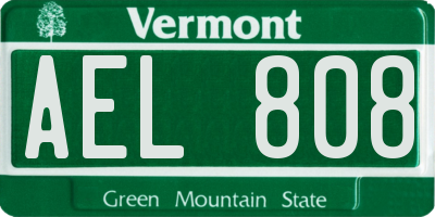 VT license plate AEL808