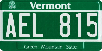 VT license plate AEL815