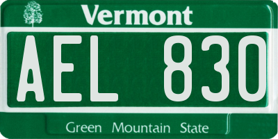 VT license plate AEL830
