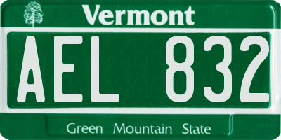 VT license plate AEL832