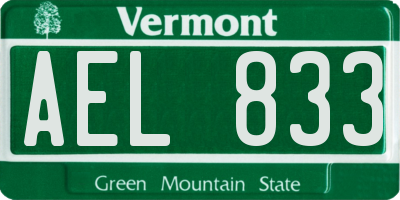 VT license plate AEL833