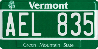 VT license plate AEL835