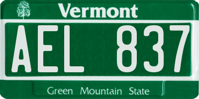 VT license plate AEL837