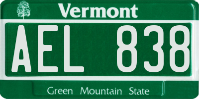 VT license plate AEL838
