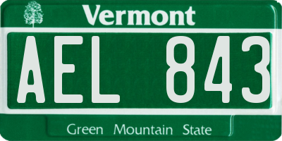 VT license plate AEL843