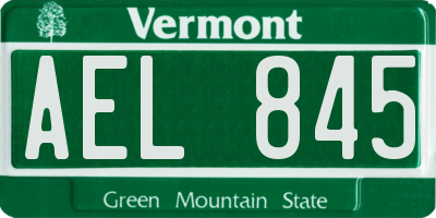 VT license plate AEL845