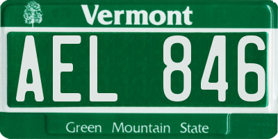 VT license plate AEL846