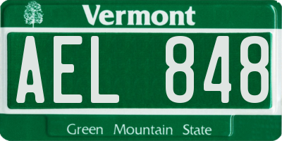 VT license plate AEL848