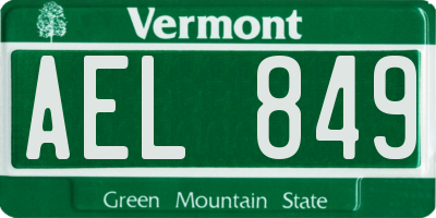 VT license plate AEL849