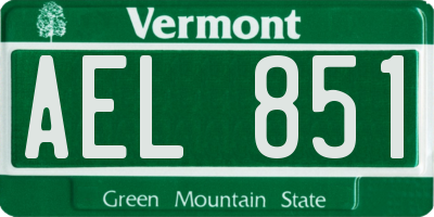 VT license plate AEL851