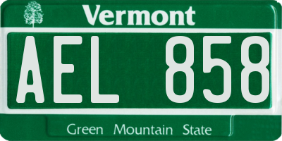 VT license plate AEL858