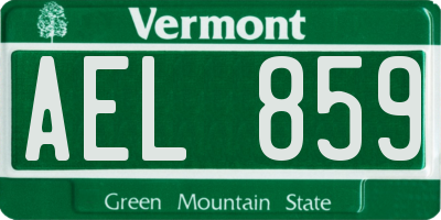VT license plate AEL859