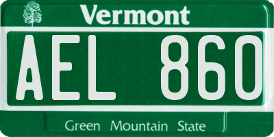VT license plate AEL860