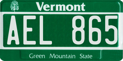 VT license plate AEL865