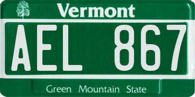 VT license plate AEL867