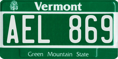 VT license plate AEL869