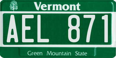 VT license plate AEL871