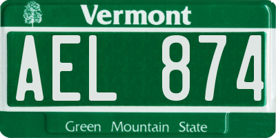 VT license plate AEL874