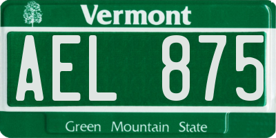 VT license plate AEL875
