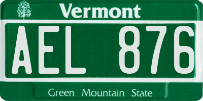 VT license plate AEL876