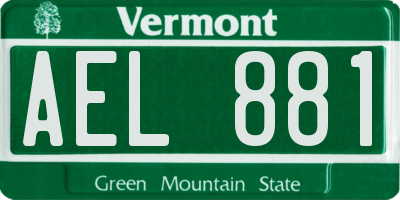 VT license plate AEL881