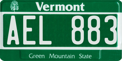 VT license plate AEL883