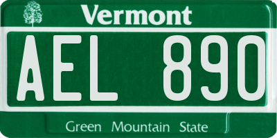 VT license plate AEL890