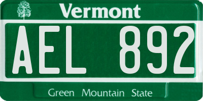 VT license plate AEL892