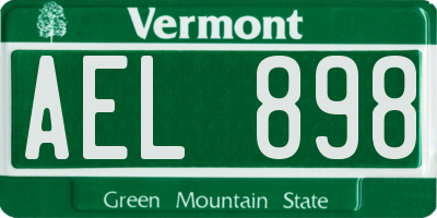 VT license plate AEL898