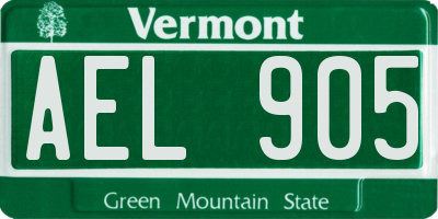 VT license plate AEL905