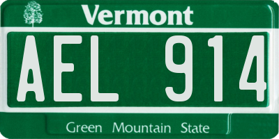 VT license plate AEL914