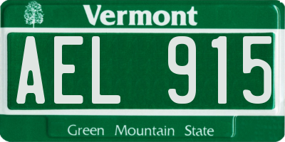 VT license plate AEL915