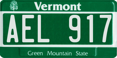 VT license plate AEL917