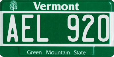 VT license plate AEL920