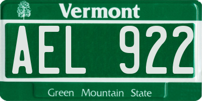 VT license plate AEL922