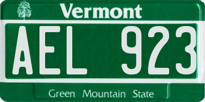 VT license plate AEL923