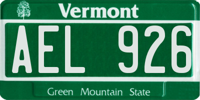 VT license plate AEL926