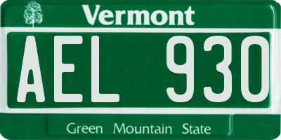 VT license plate AEL930