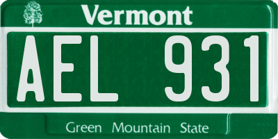 VT license plate AEL931