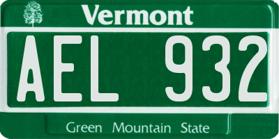 VT license plate AEL932