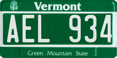 VT license plate AEL934